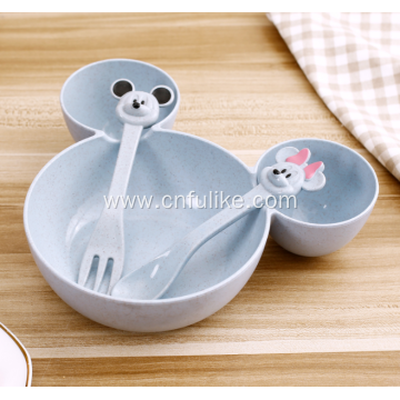 Mickey Mouse Shape Wheat Straw Kids Dinnerware